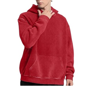 เสื้อฮู้ดดี้ผู้ชายแบบฟอกสี ทรงโอเวอร์ไซส์ ผ้าฝ้ายหนา 100% สำหรับฤดูหนาว เนื้อผ้าฟลีซหนานุ่ม สไตล์สตรีทแวร์ - Product Image 1
