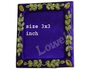 Ornate Purple Wooden Photo <b>Frame</b> 3x3 Inch Square Tabletop Display with <b>Gold</b> Leaf Embroidery Decorative Edge - Product Image 3