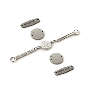 Custom Metal Round Jewelry Tags With Chain <b>Bracelet</b> Matte Finish Embossed Logo Mungs - Product Image 1