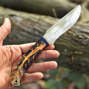UA Supplies Industrial Grade 10" Hand Forged Carbon Steel <b>Mirror</b> Polish <b>Clip</b> Point Fixed Blade Hunting Knife Pine Cone Handle - Product Image 1