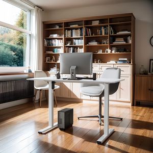 Scrivania Elettrica Regolabile in Altezza con Telaio Bianco, Postazione di Lavoro per Casa e Ufficio, Scrivania Sit-Stand - Product Image 4