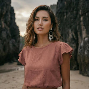 เสื้อครอปผ้าฝ้ายสำหรับฤดูร้อนสำหรับผู้หญิง เสื้อทรงน่ารัก สไตล์ลำลอง เสื้อผ้าสตรีทแวร์ น้ำหนักเบา ใส่ได้ทุกวัน ไซส์พลัส - Product Image 1