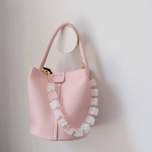 Fashion <b>Retro</b> Handmade Contrast Color Square Resin Acrylic Bead Chain Bag Portable Strap - Product Image 1