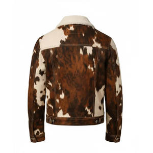 Blouson aviateur en cuir de vachette véritable pour homme, le plus vendu, vestes en cuir de vachette à poils, sur mesure - Product Image 4