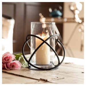 Porte-bougie design moderne en métal et verre, grand modèle, design orbit, support décoratif pour bougies. - Product Image 2
