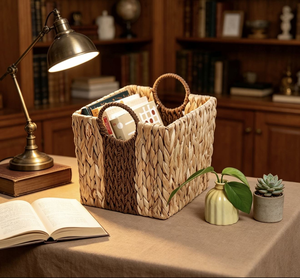 Vente directe du fabricant de paniers de rangement en jacinthe d'eau naturelle, de supports de rangement pour armoire tissés à la main et d'organisateurs décoratifs. - Product Image 1