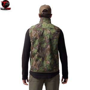 <b>Men</b> Outdoor Softshell Utility <b>Vest</b> High Collar Full Zip Solid Patch Chest Zipper Pocket Green Oak Leaf Print Hunting <b>Vest</b> - Product Image 5