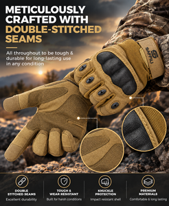 Tactical Full Finger Motorcycle <b>Gloves</b> Hard <b>Knuckle</b> Protection Breathable Anti-Slip Reinforced Palm Adjustable Wrist Closure - Product Image 3