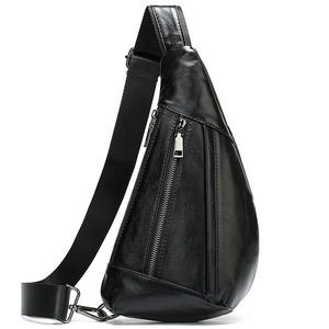 Bolsos de Pecho de Cuero Genuino con Logotipo Personalizado para Hombre, Bolsos de Cintura para Exteriores, Bolsa Casual para Teléfono Móvil, Bolsos Cruzados de Moda - Product Image 5
