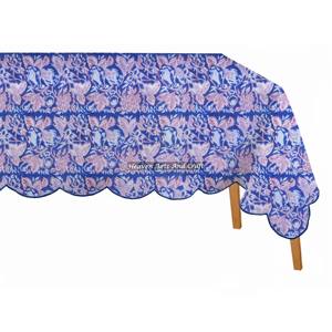 Mantel Rectangular con Estampado Floral Colorido, Mantel con Borde Festoneado, Mantel Bohemio para Fiestas, Cubierta de Mesa para Fiestas en Casa - Product Image 1