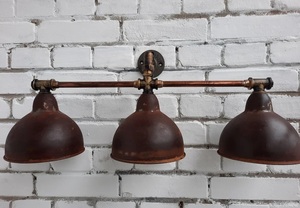 Lampe murale industrielle CH avec trois abat-jour en métal rustique, design rond, durable, décoration intérieure, luminaire pour salon - Product Image 5