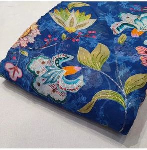 Tissu Dobby tissé vert sauge, biologique, respirant, léger, à motifs floraux, écologique, pour saris de filles et robes d'été légères, uni - Product Image 1