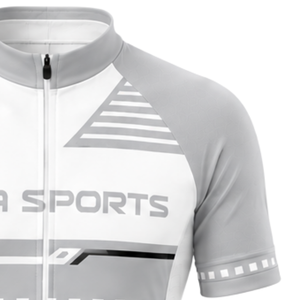 Maillot de Ciclismo de Manga Corta Gris Claro/Blanco con Cremallera Completa, Transpirable, de Secado Rápido, para Ciclismo de Carretera y Rendimiento Deportivo - Product Image 3