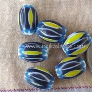 Large Chunky Chevron Glass <b>Beads</b> Handmade Round Trade <b>Beads</b> Box Blue <b>Red</b> for Jewelry Making Tribal Crafts Necklace Design - Product Image 2