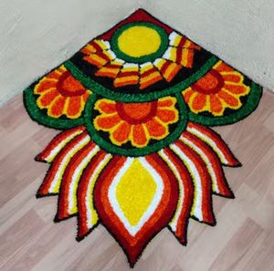Tapis de sol Diwali Rangoli personnalisé et lavable pour l'entrée de la maison, le temple, la salle de Pooja et la décoration traditionnelle des festivals indiens - Product Image 6