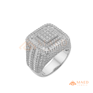<b>Mens</b> <b>Silver</b> Tone Moissanite Diamond Square <b>Ring</b> Hip Hop Statement Jewelry Fashion <b>Ring</b> for <b>Men</b> Stylish - Product Image 6