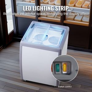 Vetrina refrigerata commerciale da 5,6 piedi cubi per gelato, con 2 vetrine espositive per gelato e congelatore verticale mobile con piano in vetro per uso ristorazione - Product Image 5