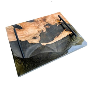 Christmas Multi Color Custom Wooden <b>Epoxy</b> Resin Serving Tray High-quality Wooden <b>Epoxy</b> Resin Tray Custom Logo Wooden - Product Image 1