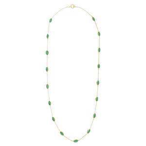 Fine Chains Necklace 18K Yellow Gold Oval Cut 7.6 Ct Green Emerald - Product Image 5