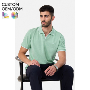 Mens 100% Cotton Solid Casual Short Sleeve OEM ODM Support Front Logo Breathable Knitted for <b>Shirt</b> Customized Color & Design - Product Image 6