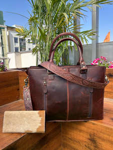 กระเป๋าถือหนังวัวมีพู่แบบเครื่องมือใหม่ล่าสุดกระเป๋าถือหนังวัวหนังวัวแท้ชุดคอมโบหนังแท้สไตล์ตะวันตก - Product Image 4