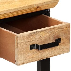 Escritorio de Madera de Mango Natural Sólida y Negra, Escritorio de Computadora de Madera Sintética - Product Image 5