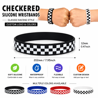 Bracelets en silicone à motif drapeau à carreaux pour événements de course automobile et fans de voitures