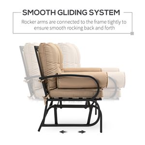 Sedia a dondolo doppia da esterno per 2 persone con telaio in acciaio e cuscini per giardino, cortile e portico, per donna - Product Image 4