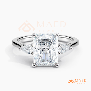 Moissanite <b>Emerald</b> Cut <b>Ring</b> for Women <b>Silver</b> Tone Engagement Anniversary Jewelry Elegant Daily Wear Style - Product Image 5
