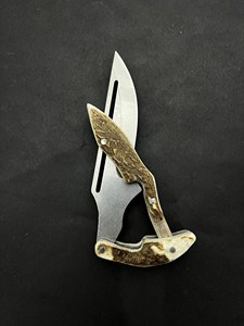Cuchillo de caza con hoja de acero de Damasco y mango de asta de ciervo, cuchillo de supervivencia para exteriores - Product Image 3