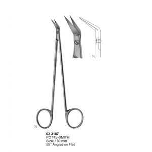 Ciseaux Potts-Smith 180 mm, à angle de 55 degrés, en acier inoxydable plat, instruments chirurgicaux vasculaires thoraciques, outils médicaux - Product Image 3