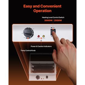 Riscaldatore Elettrico da Garage da 5000 Watt, Montaggio a Soffitto, Elemento Riscaldante in Mica, 2 Impostazioni con Protezione dal Surriscaldamento, Bassa Rumorosità, Spina USA - Product Image 4
