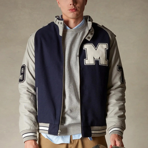In Solid Color Customized Logo Print Breathable Fabric Unique Design Men Street Wear Varsity Jackets Streetwear Bomber Jacket - Product Image 1