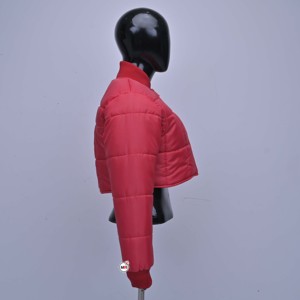 Chaquetas Acolchadas de Invierno para Mujer, Transpirables, con Cadenas, Color Rojo Sólido, Manga Larga, Cuello Alto, Cierre de Cremallera, Alta Calidad - Product Image 3