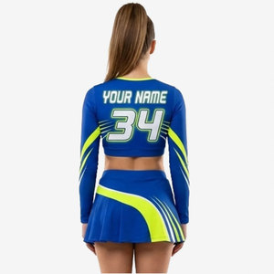 Uniformes de cheerleading OEM avec logo en strass, vente en gros, style personnalisé, pour tournois, danse, compétitions scolaires - Product Image 6