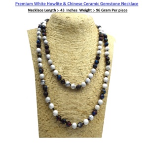 Luxury Howlite & Chinese Ceramic Bead Double-Strand <b>Statement</b> <b>Necklace</b> - Product Image 5