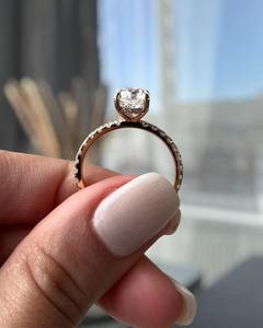 Anillo de compromiso AFAR Jewels de plata de ley chapado en oro con moissanita de corte cojín y halo, para fiestas y bodas, engaste de púas - Product Image 3