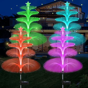 Set di 4 Luci Solari a Forma di Medusa per Giardino, 7 Colori Cangianti con Fibra Ottica, Regalo Perfetto per Giardinaggio, per Mamma, Nonna o Donne - Product Image 1
