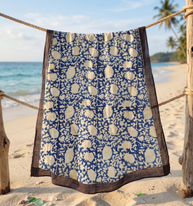 Paréo de plage en coton pour femme, imprimé à la main, style bohème, couverture de maillot de bain, paréo personnalisé pour femme - Product Image 1