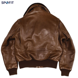 SPOFIT เสื้อแจ็คเก็ตบอมเบอร์หนังแท้สำหรับผู้ชายพร้อมปกขนสัตว์แบบซิปปิดฤดูหนาวเสื้อโค้ทหนาอุ่นสไตล์โมโต - Product Image 3