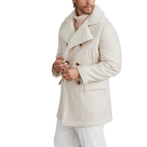 Manteau long en laine pour homme de haute qualité, manteau d'hiver chaud doublé de fourrure, veste de couleur unie tendance, manteau à double boutonnage - Product Image 3