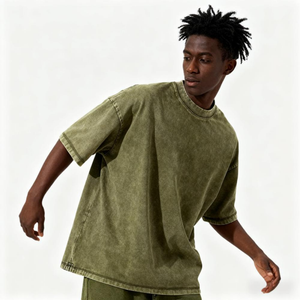 T-shirt homme oversize en coton 100% lourd 250 g/m², style streetwear hip-hop, design personnalisé, effet délavé vintage. - Product Image 4