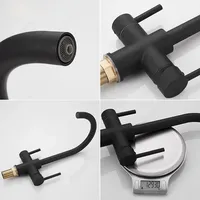 Robinet de cuisine 3 voies en laiton de qualité supérieure, fournisseur d'or, robinet de luxe avec filtre à eau purifiée, mélangeur 3-en-1 chaud/froid pour la vente en gros
