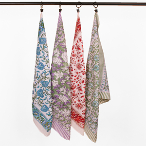 Block Printed Cotton Floral Vintage Style Classic Soft Bandanas Adults Handkerchief Summer <b>Accessories</b> - Product Image 2