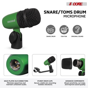 Kit de Micrófonos de Batería de 5 Núcleos, 9 Piezas, Micrófonos de Batería Totalmente Metálicos, Tom/Snare y Platillos, Juego de Micrófonos con Cable para Instrumentos de Percusión - Product Image 3