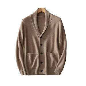 Cardigan décontracté slim en laine tricotée chaude et anti-plis pour homme, col en V, manches longues, style rétro hivernal - Product Image 5