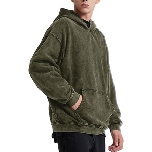 Sweat à capuche personnalisé de haute qualité, 100% coton, épais, à épaules tombantes, effet délavé à l'acide - Product Image 5