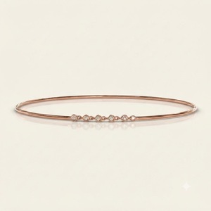 Bracelet jonc à maillons délicats en or jaune 14K avec diamants de laboratoire sertis clos, 0,15 carat au total, modèle VB-SR191 - Product Image 3