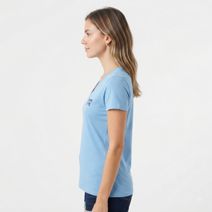 T-shirt à col en V pour femme Hawk Eye, manches courtes, couleur unie, décontracté, respirant, jersey 100% coton, coupe régulière, haut pour le printemps et l'été - Product Image 4