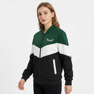 <b>Men's</b> Color Blocking <b>Jacket</b> Green <b>White</b> Black Stand Collar Zipper Sporty Style Autumn Wear - Product Image 2